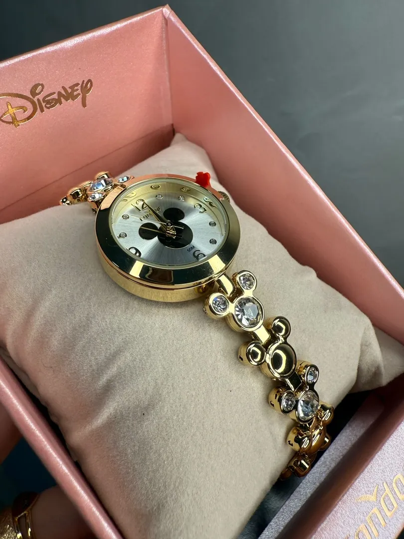 RELOGIO CONDOR FEMININO LINHA DISNEY DOURADO PULSEIRA MIKEY COM ZIRCONIA CRISTAL  COM FUNDO DESENHO MIKEY CO2035NTF/5K  - COR AÇO PRATA