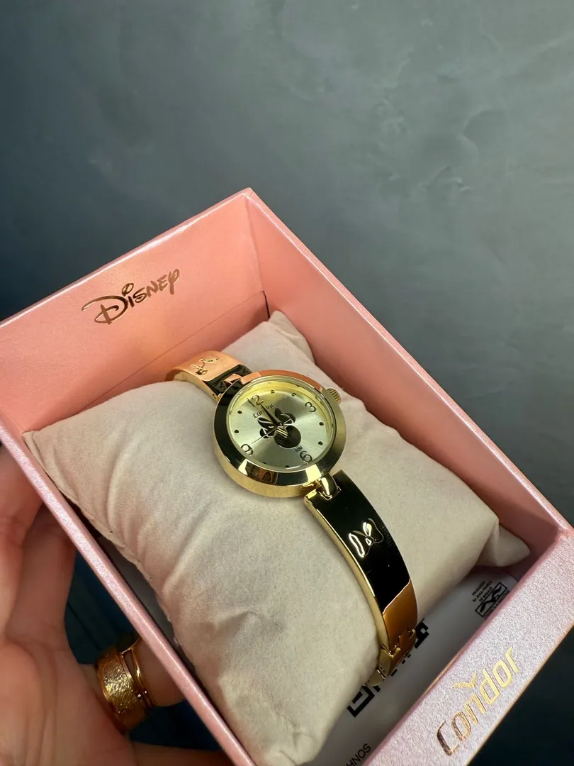 RELOGIO CONDOR FEMININO LINHA DISNEY DOURADO PULSEIRA REGIDA COM LAÇO E COM FUNDO MINNIE C02035NOE/5X - COR AÇO PRATA