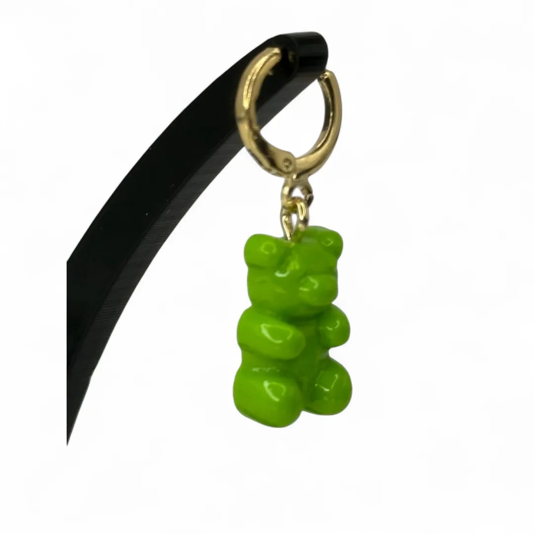 PINGENTE URSINHO TED VERDE LIMÃO NEON CINTILANTE- BANHADO A OURO 18K