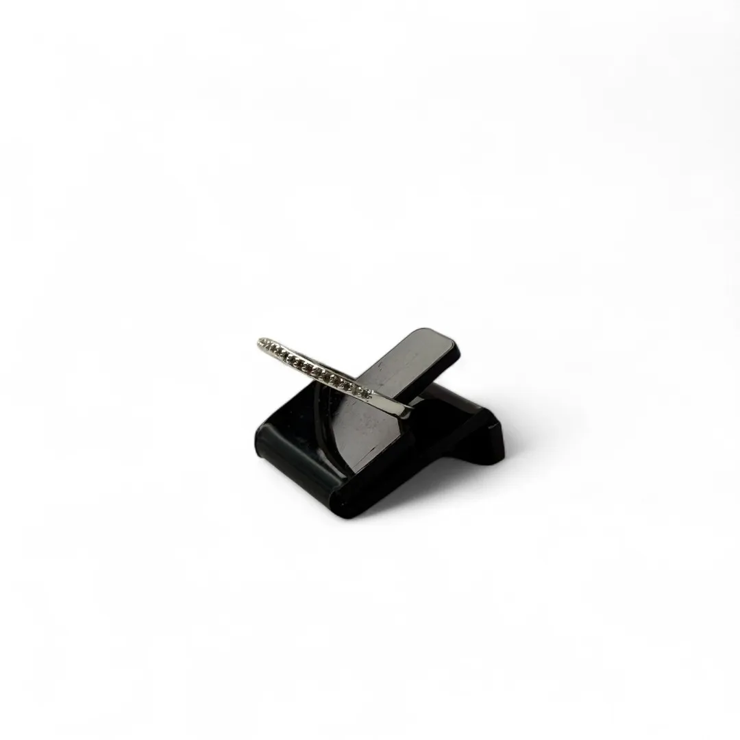 ANEL APARADOR COM MICRO ZIRCONIA FINO  CRAVADA CRISTAL Nº 23- BANHADO A PRATA 925