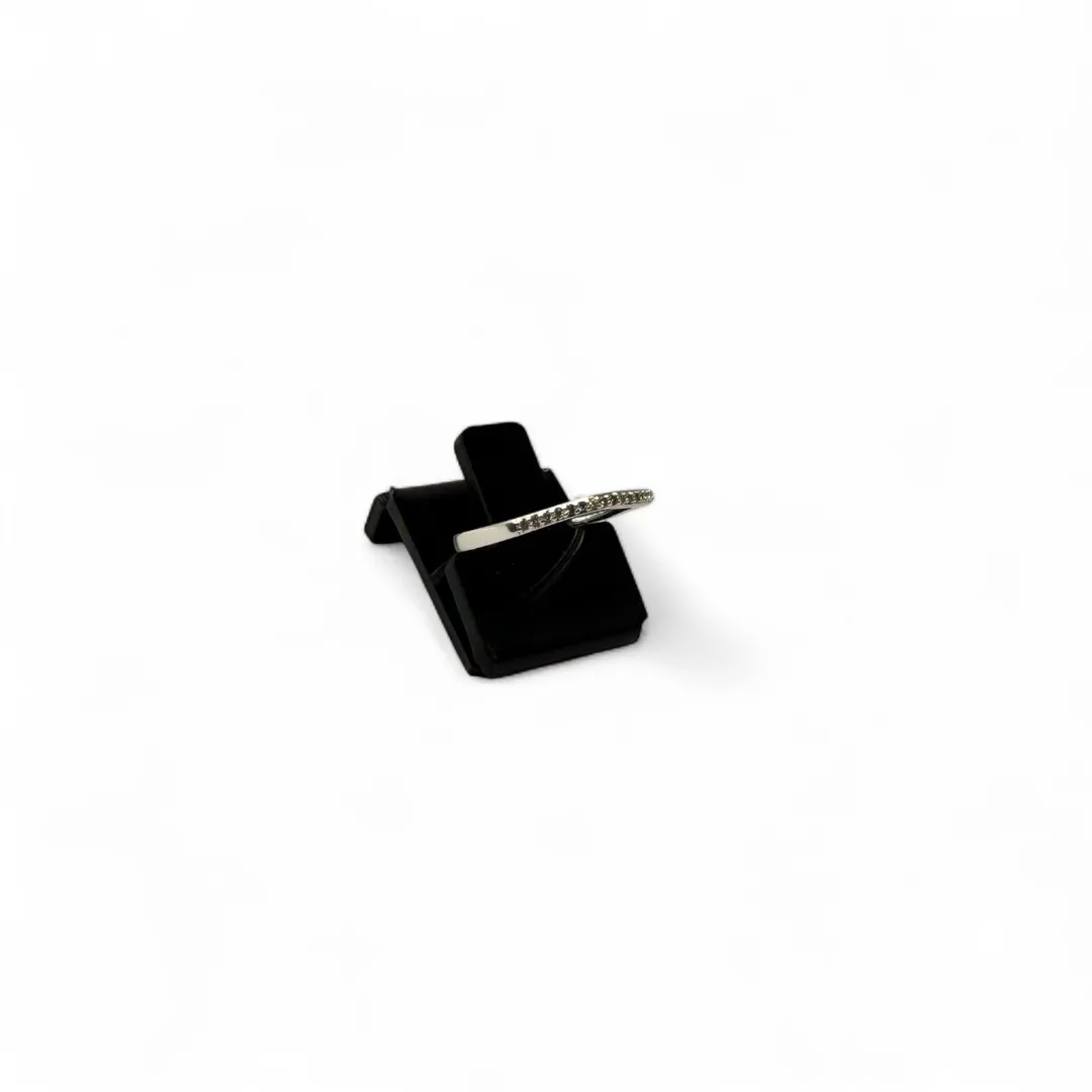 ANEL APARADOR COM MICRO ZIRCONIA FINO  CRAVADA CRISTAL Nº 23- BANHADO A PRATA 925