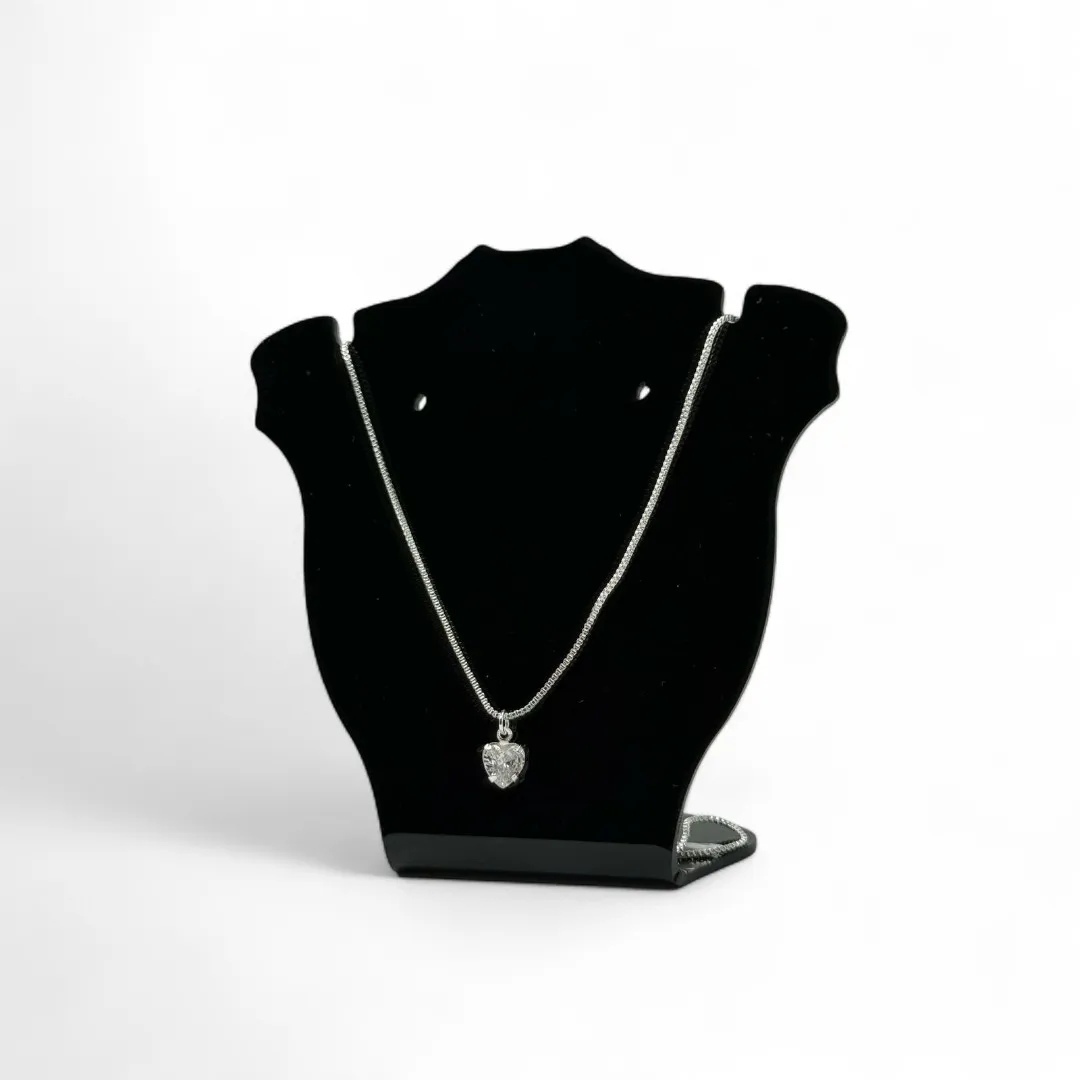 CORRENTE VENEZIANA PONTO DE LUZ CORAÇÃO LISO S/ EXTENSOR - BANHADO A PRATA 925