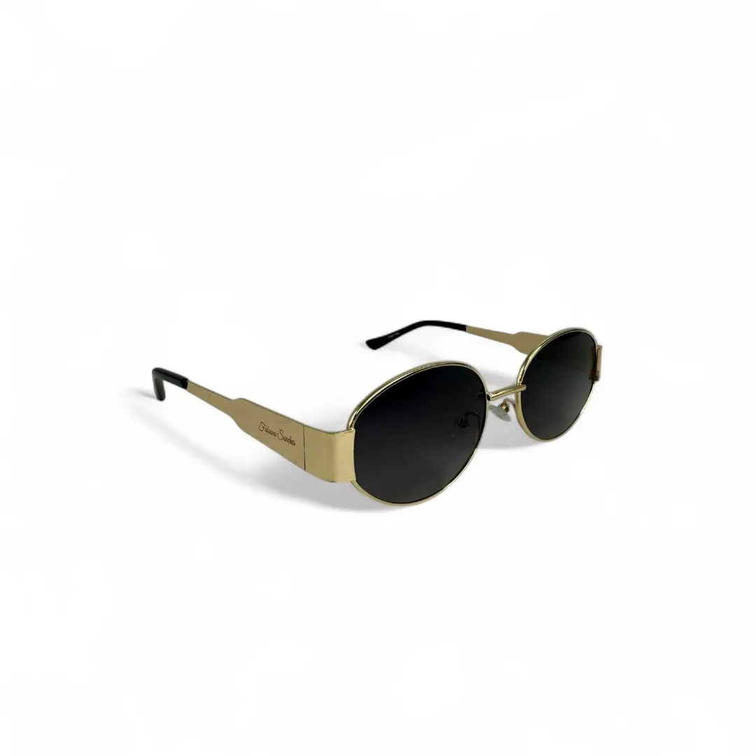 OCULOS DE SOL OVAL LENTE PRETA ARMAÇÃO ROSÉ GOLD COM PROTEÇÃO UV 400 - MARCA PROPRIA