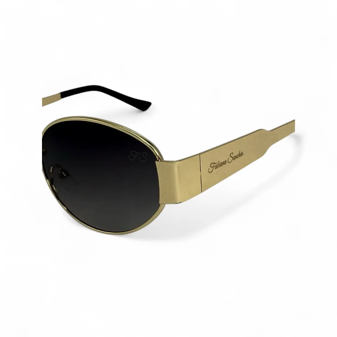 OCULOS DE SOL OVAL LENTE PRETA ARMAÇÃO ROSÉ GOLD COM PROTEÇÃO UV 400 - MARCA PROPRIA