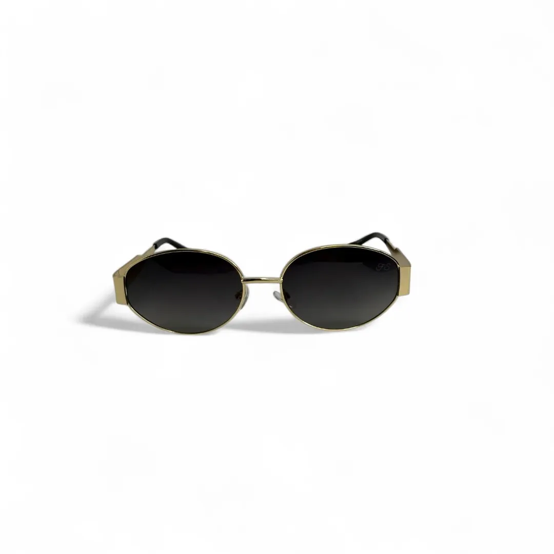 OCULOS DE SOL OVAL LENTE PRETA ARMAÇÃO ROSÉ GOLD COM PROTEÇÃO UV 400 - MARCA PROPRIA