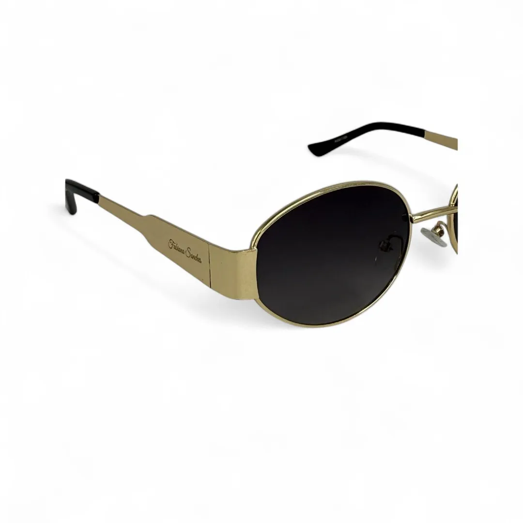 OCULOS DE SOL OVAL LENTE PRETA ARMAÇÃO ROSÉ GOLD COM PROTEÇÃO UV 400 - MARCA PROPRIA