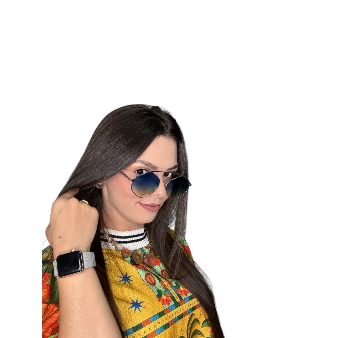 ÓCULOS DE SOL OCTAGON COM LENTE AZUL DEGRADE ARMAÇÃO DOURADA COM PROTEÇÃO UV 400 - MARCA PROPRIA