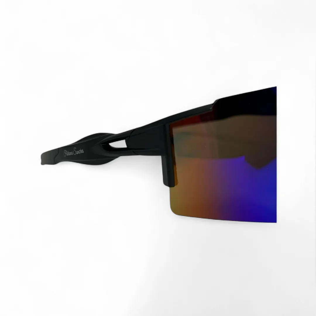 ÓCULOS DE SOL ESPORTIVO COM LENTE AZUL DEGRADE ARMAÇÃO PRETA COM PROTEÇÃO UV 400 - MARCA PROPRIA