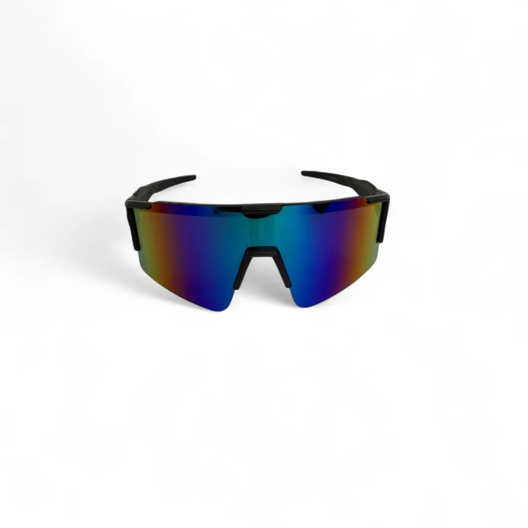 ÓCULOS DE SOL ESPORTIVO COM LENTE AZUL DEGRADE ARMAÇÃO PRETA COM PROTEÇÃO UV 400 - MARCA PROPRIA