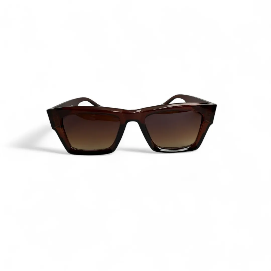 ÓCULOS DE SOL QUADRADO RETRO LENTE MARROM CLARO DEGRADE ARMAÇÃO MARROM TRASPARENTE COM PROTEÇÃO UV 400 - MARCA PROPRIA
