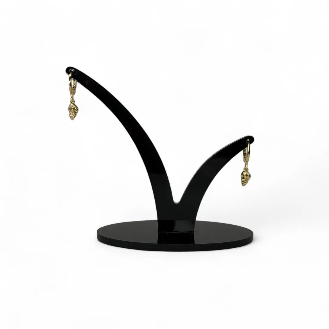 BRINCO ARGOLA COM PENDURICALHO CONCHA CARACOL LISA - BANHADO A OURO 18K