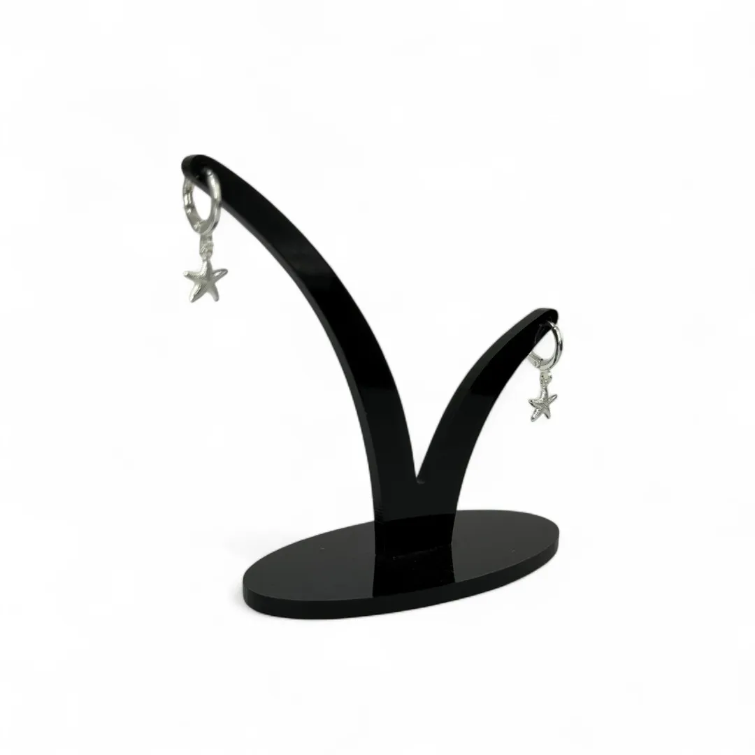 BRINCO ARGOLA COM PENDURICALHO ESTRELA DO MAR LISA - BANHADO A PRATA 925