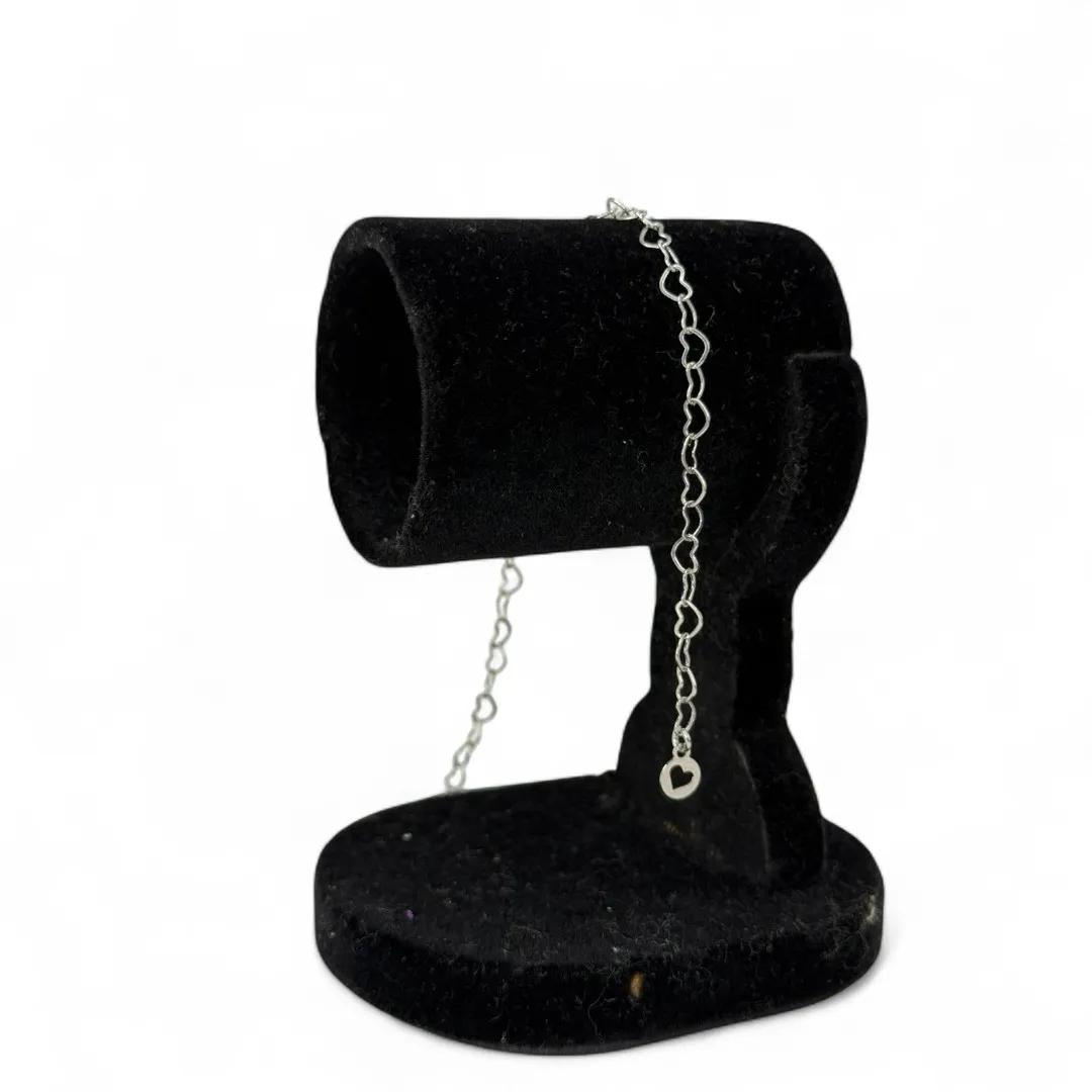 PULSEIRA CORRENTE CORAÇÃO VAZADO- BANHADO A RODIO BRANCO