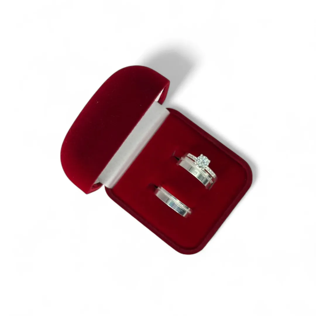 ALIANCA COM FILETE ESCOVADO 6MM COM PEDRINHA ZIRCONIA  Nº16 -PRATA 925