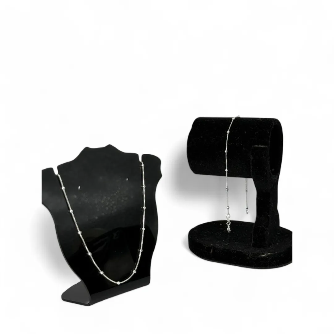 PULSEIRA CORRENTE VENEZIANA COM BOLINHAS LISA -PRATA 925