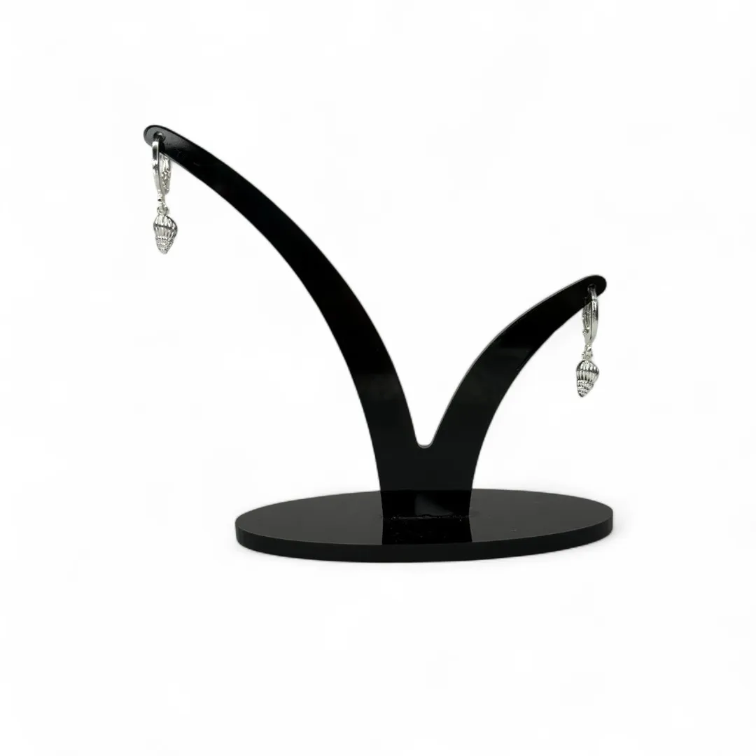 BRINCO ARGOLA COM PENDURICALHO CONCHA CARACOL LISA - BANHADO A PRATA 925
