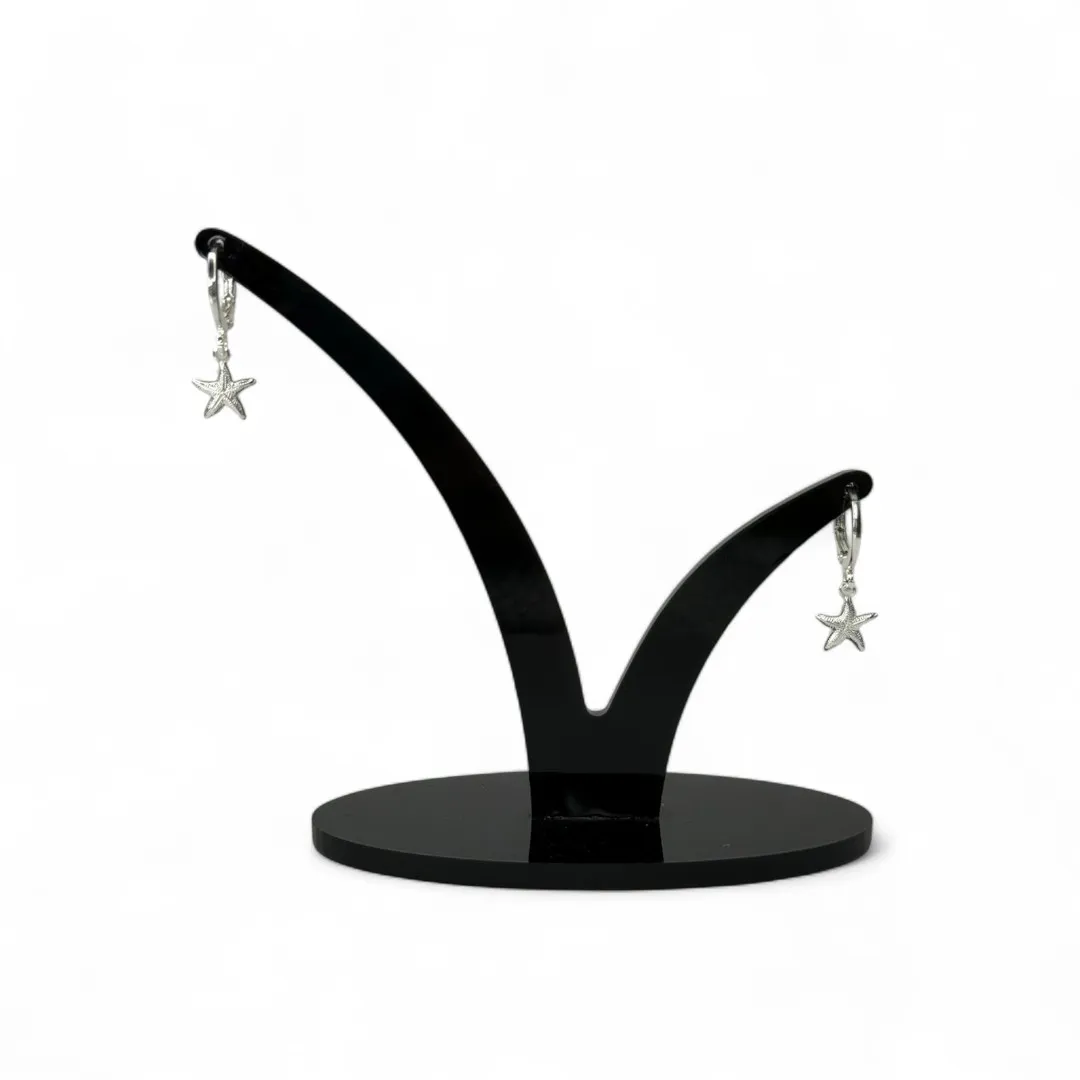 BRINCO ARGOLA COM PENDURICALHO ESTRELA DO MAR LISA - BANHADO A PRATA 925