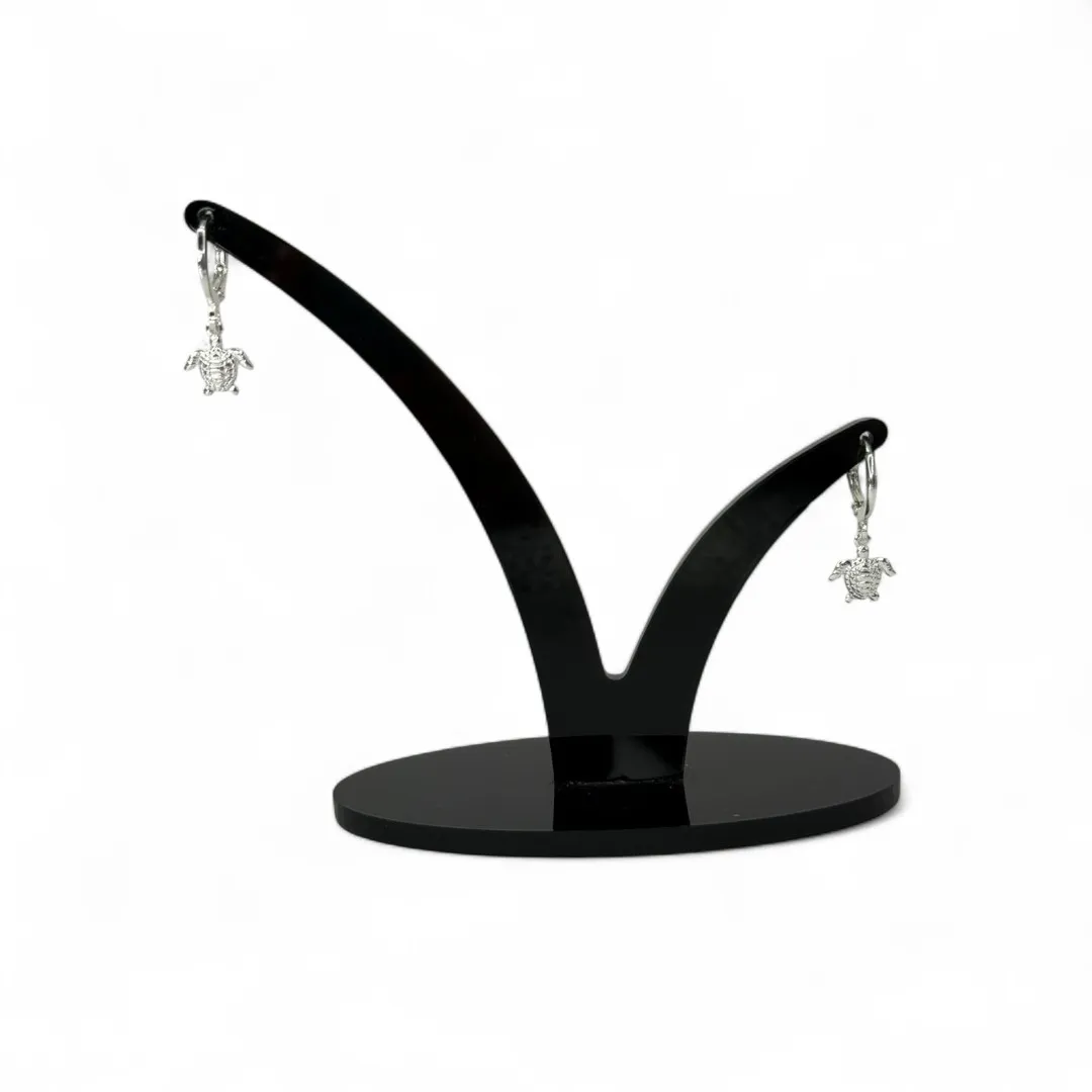 BRINCO ARGOLA COM PENDURICALHO TARTARUGA LISA - BANHADO A PRATA 925