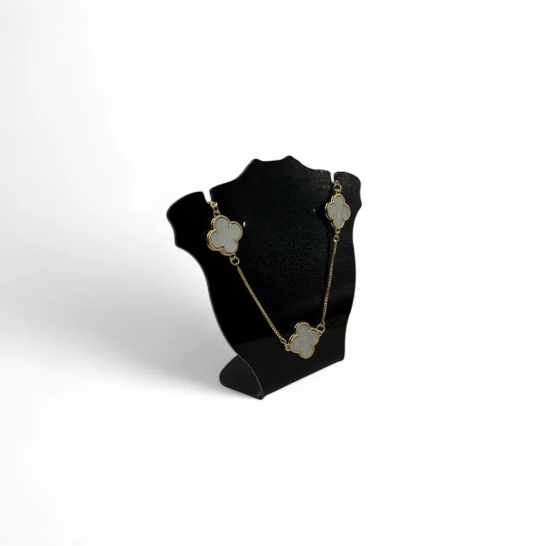 CORRENTE CHOKER TREVO 14MM MADRÉPEROLA COM EXTENSOR  - BANHADO A OURO 18K
