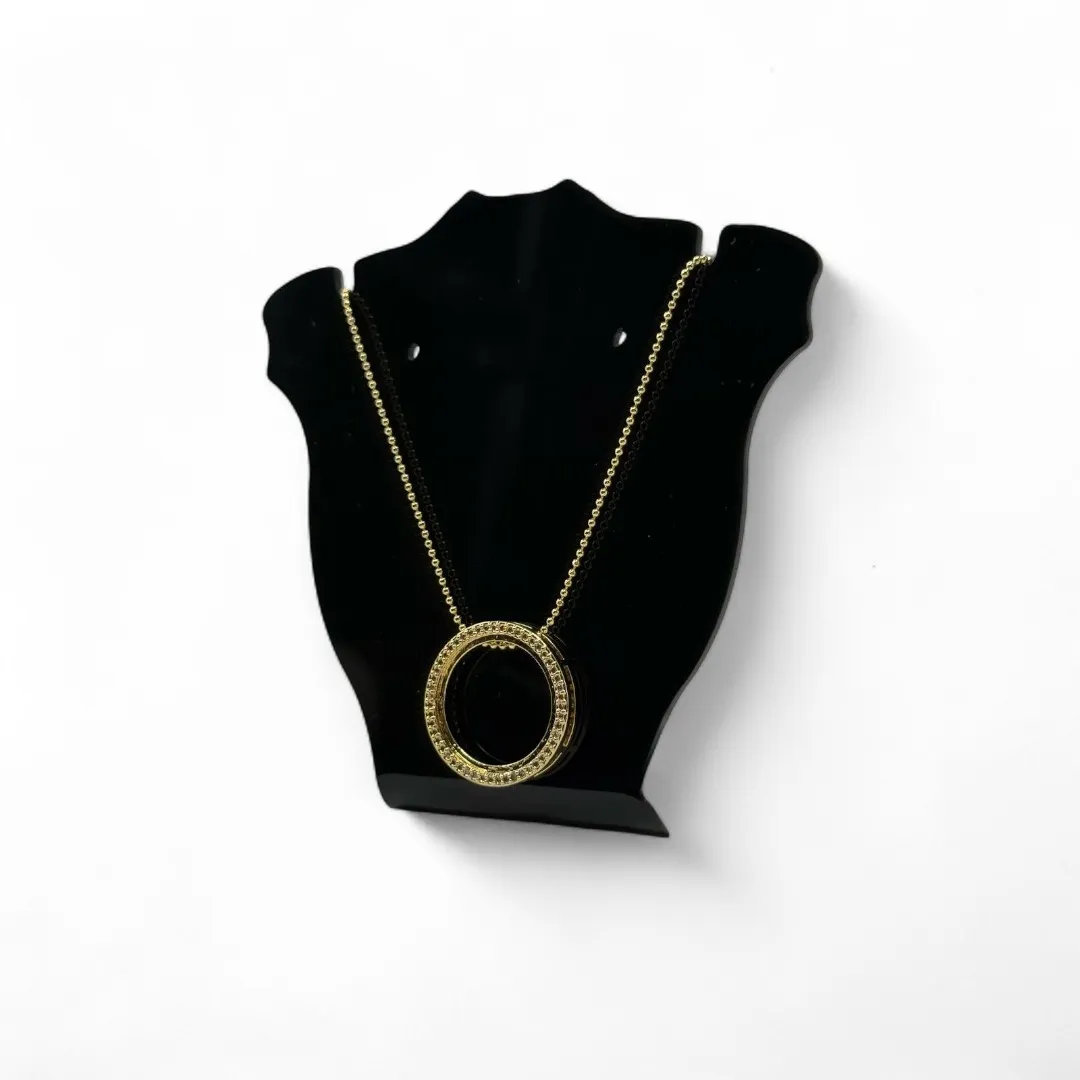 CORRENTE  BOLINHAS 60CM COM ARO CRAVEJADO DE MICRO ZIRCONIA CRISTAL- BANHADO A OURO 18K