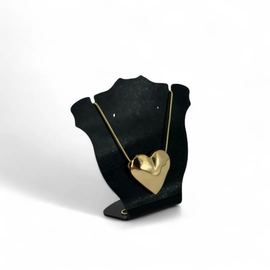CORRENTE VENEZIANA COM CORAÇÃO GRANDE TRABALHADO CHEIO COM EXTENSOR- BANHADO A OURO 18K