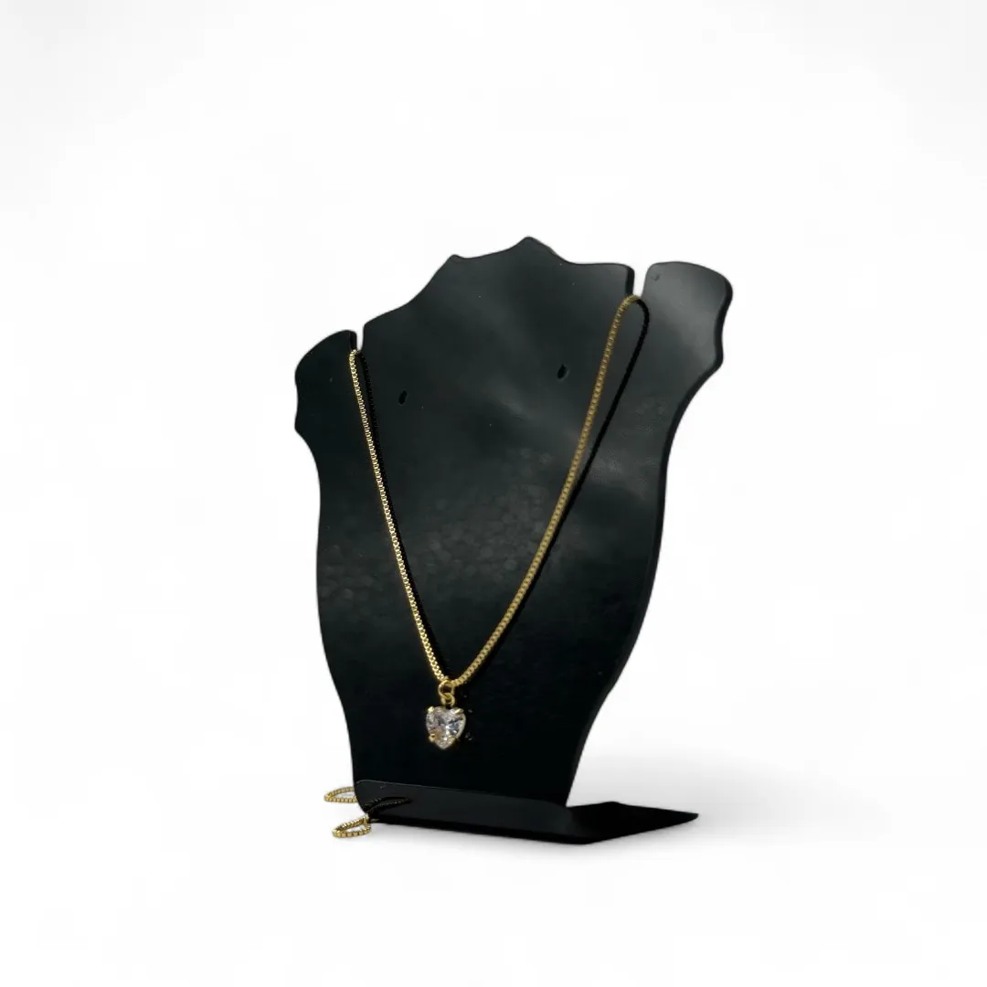 CORRENTE VENEZIANA PONTO DE LUZ CORAÇÃO LISO S/ EXTENSOR - BANHADO A OURO 18K