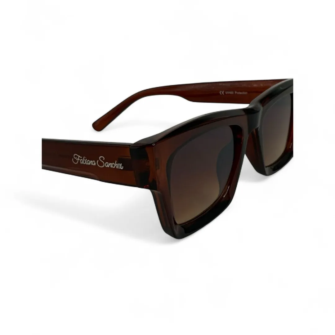 ÓCULOS DE SOL QUADRADO RETRO LENTE MARROM CLARO DEGRADE ARMAÇÃO MARROM TRASPARENTE COM PROTEÇÃO UV 400 - MARCA PROPRIA