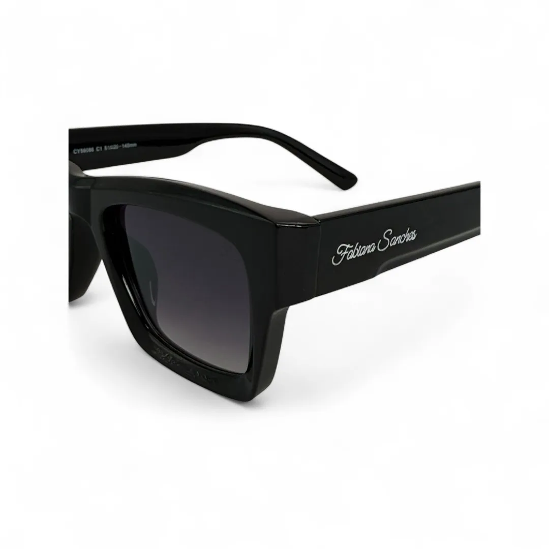 ÓCULOS DE SOL QUADRADO RETRO LENTE PRETA ARMAÇÃO PRETO COM PROTEÇÃO UV 400 - MARCA PROPRIA