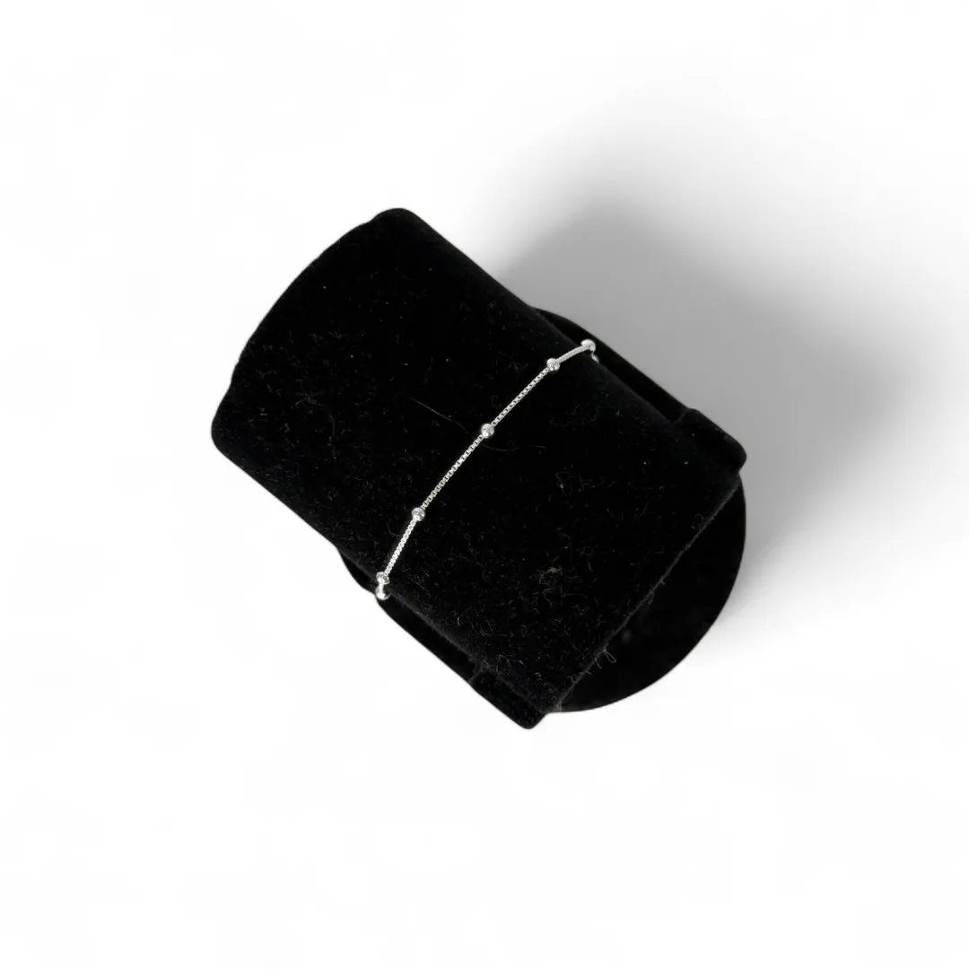 PULSEIRA CORRENTE VENEZIANA COM BOLINHAS LISA -PRATA 925