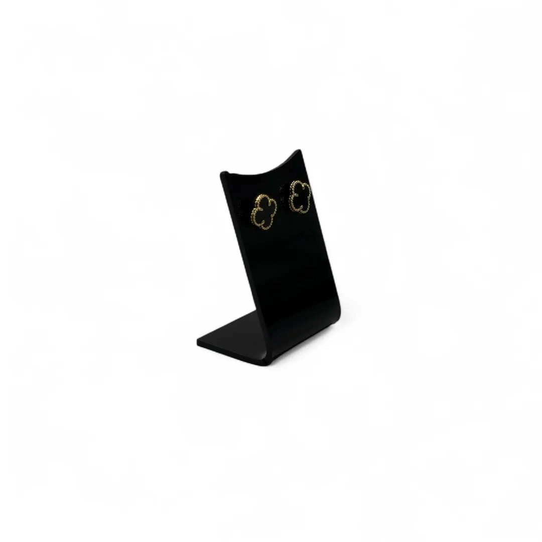 BRINCO TREVO PRETO 1OMM RESINADO - BANHADO A OURO 18K