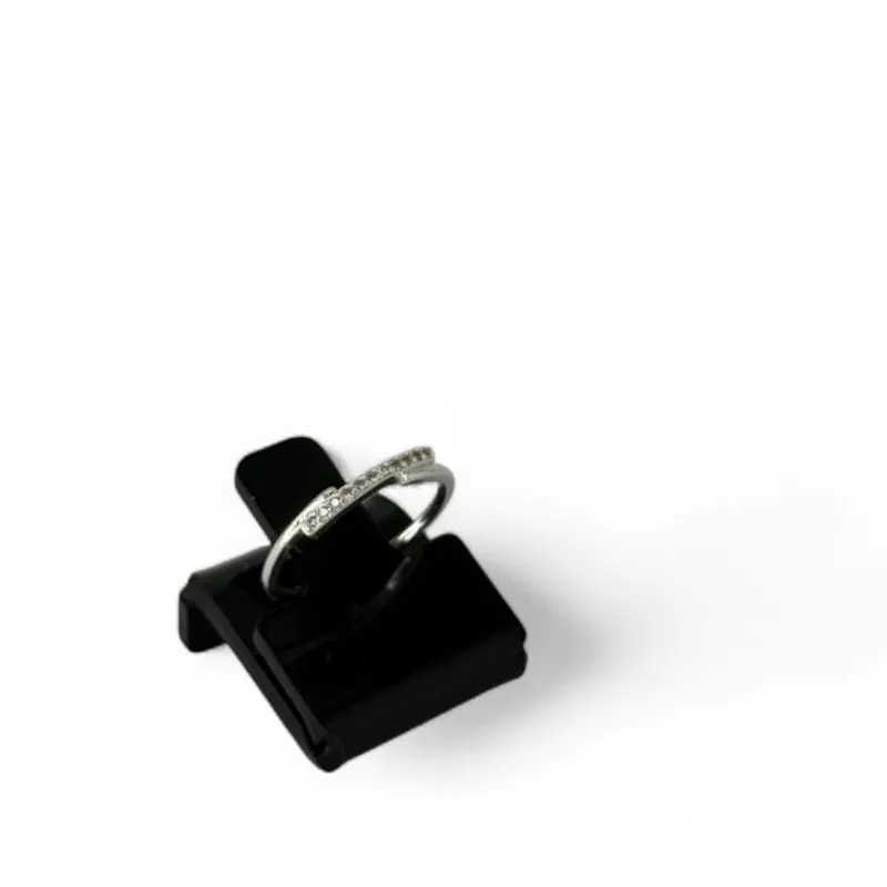 ANEL FIO TRIPLO LISO E FIO COM MICRO ZIRCONIA CRISTAL Nª20 - BANHADO A PRATA 925