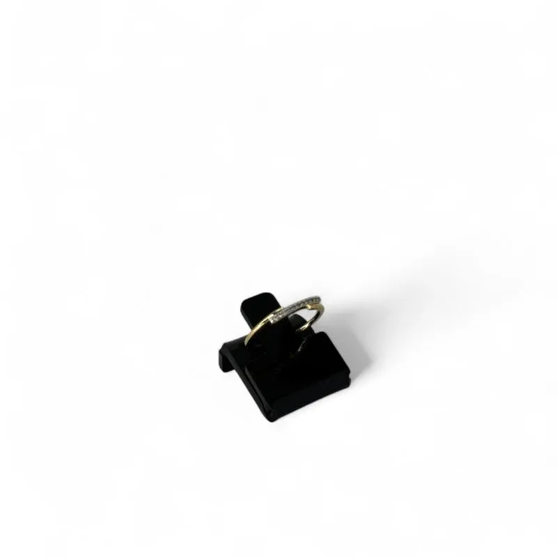ANEL FIO TRIPLO LISO E FIO COM MICRO ZIRCONIA CRISTAL Nª22 - BANHADO A OURO 18K