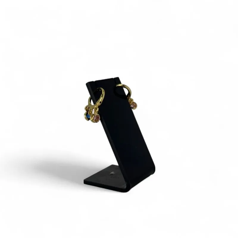 BRINCO ARGOLA COM PENDURICALHO PONTO DE LUZ COLORIDO - BANHADO A OURO 18K