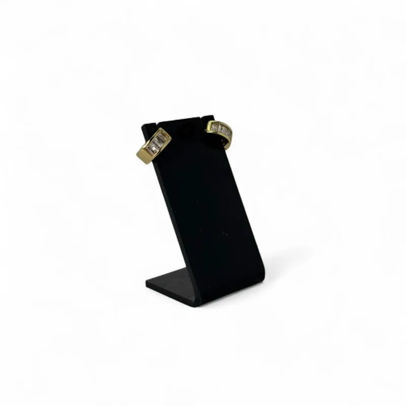 BRINCO ARGOLA GORDINHA COM NAVETE CRISTAL- BANHADO A OURO 18K