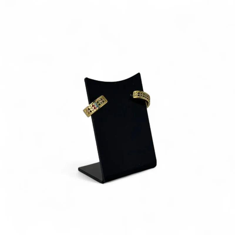 BRINCO ARGOLA MÉDIA COM FILEIRA DUPLA ZIRCONIA COLORIDA - BANHADO A OURO 18K
