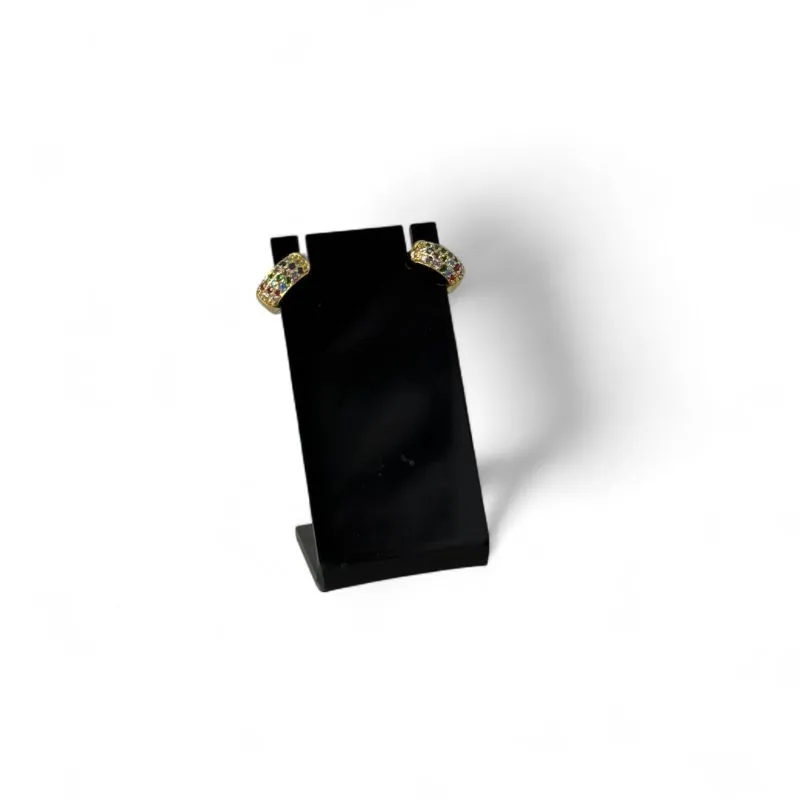 BRINCO ARGOLA PEQUENA COM FILEIRA DUPLA ZIRCONIA COLORIDA - BANHADO A OURO 18K