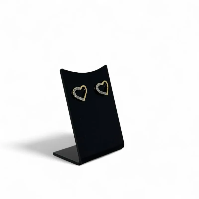 BRINCO CORAÇÃO METADE LISO E MATDE COM ZIRCONIA CRISTAL - BANHADO A OURO 18K
