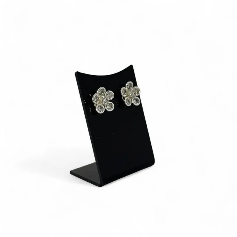 BRINCO FLOR MÉDIA COM ZIRCONIA CRISTAL - BANHADO A PRATA 925