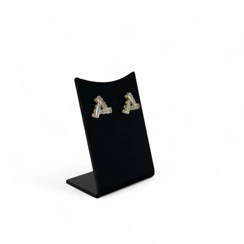 BRINCO NAVETE TRIPLA CRISTAL - BANHADO A OURO 18K