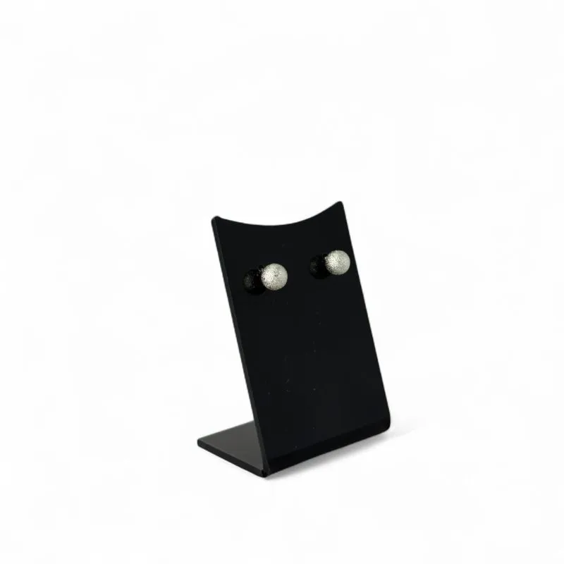 BRINCO PEQUENO BOLINHA MÉDIA FOSCA  - BANHADO A PRATA 925