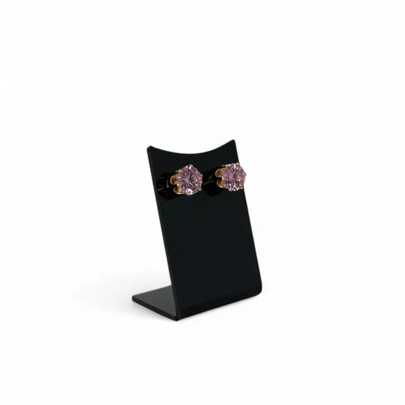 BRINCO PEQUENO PONTO DE LUZ CRISTAL EXTRA GRANDE FLOR ROSÉ- BANHADO A OURO 18K