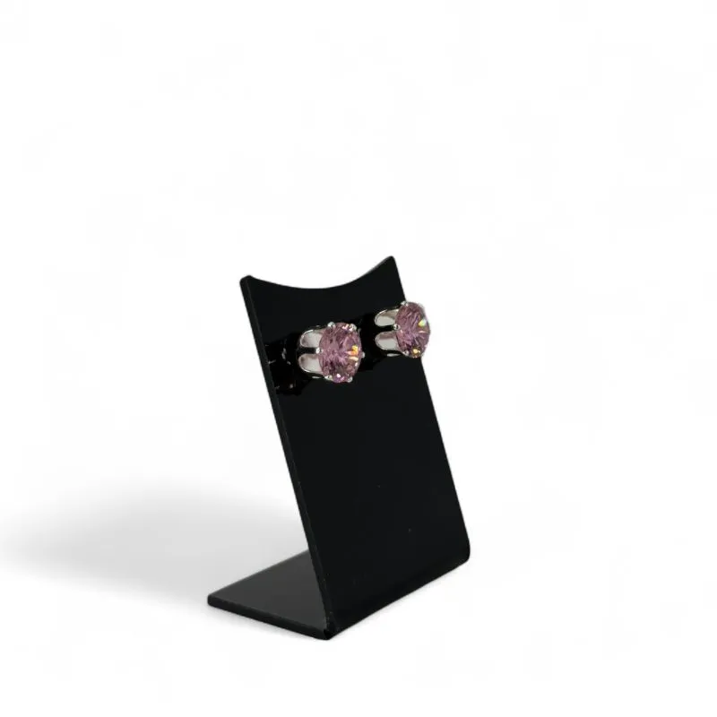 BRINCO PEQUENO PONTO DE LUZ CRISTAL EXTRA GRANDE FLOR ROSÉ- BANHADO A PRATA 925