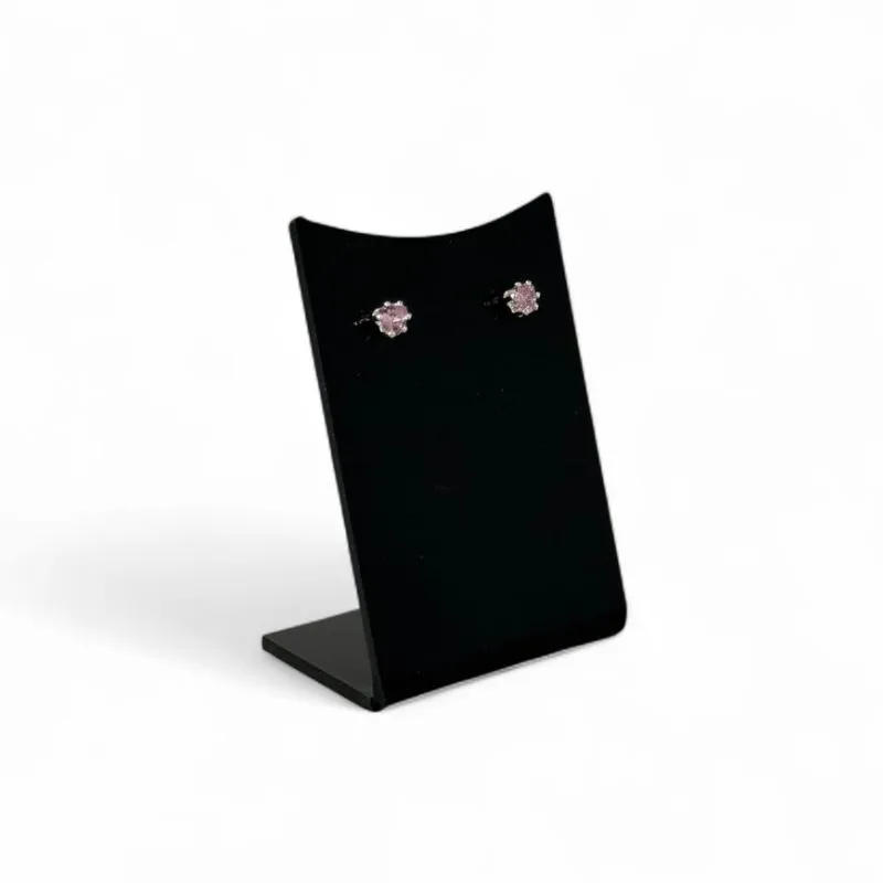 BRINCO PEQUENO PONTO DE LUZ ROSÉ PEQUENO FLOR CRISTAL- BANHADO A PRATA 925