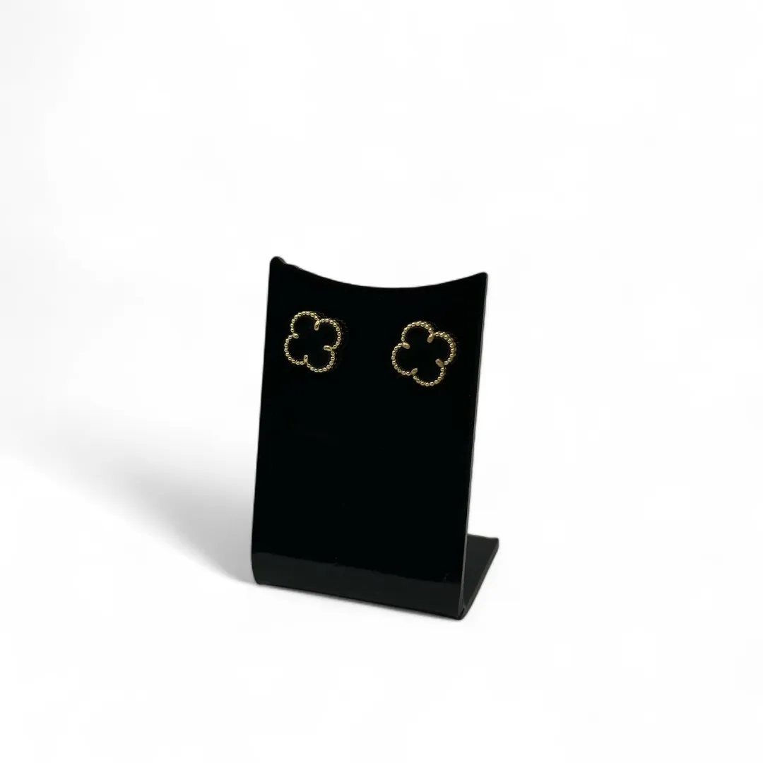 BRINCO TREVO PRETO 1OMM RESINADO - BANHADO A OURO 18K