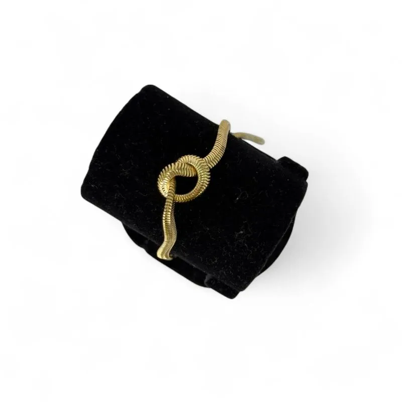 PULSEIRA RABO DE RATO COM NÓ LISA MÉDIA E EXTENSOR  - BANHADO A OURO 18K