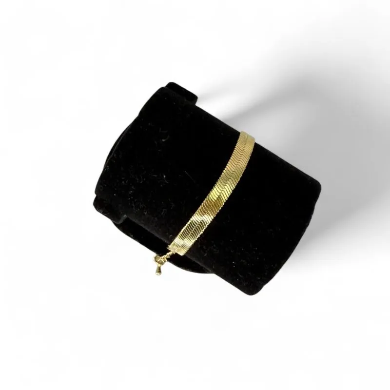 PULSEIRA RABO DE RATO MÉDIO LISO E EXTENSOR - BANHADO A OURO 18K