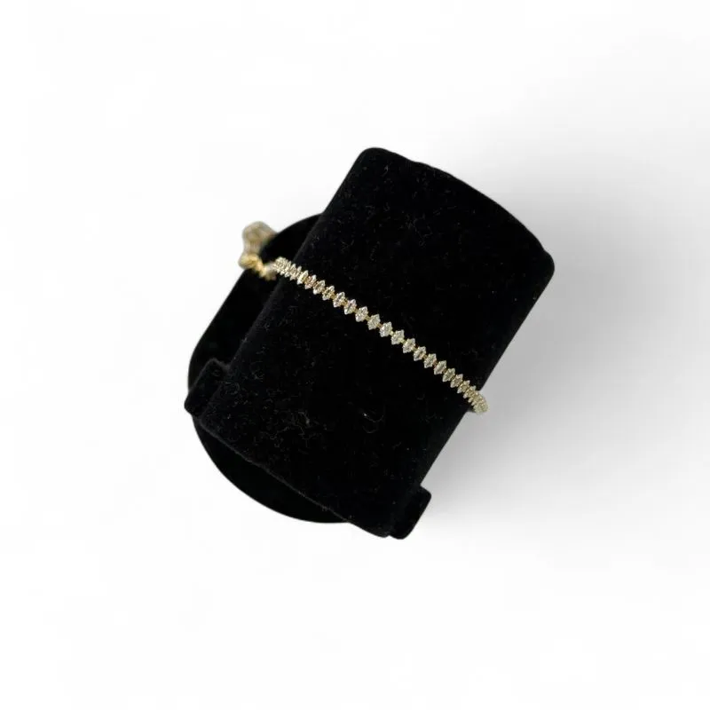 PULSEIRA RIVIERA NAVETE CRISTAL OVAL PEQUENA COM EXTENSOR  - BANHADO A OURO 18K