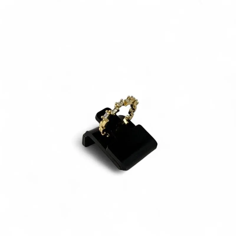 ANEL REGULAVEL ARO TODO EM RETÂNGULOS lisos + 6 NAVETES CRISTAL - BANHADO A OURO 18K