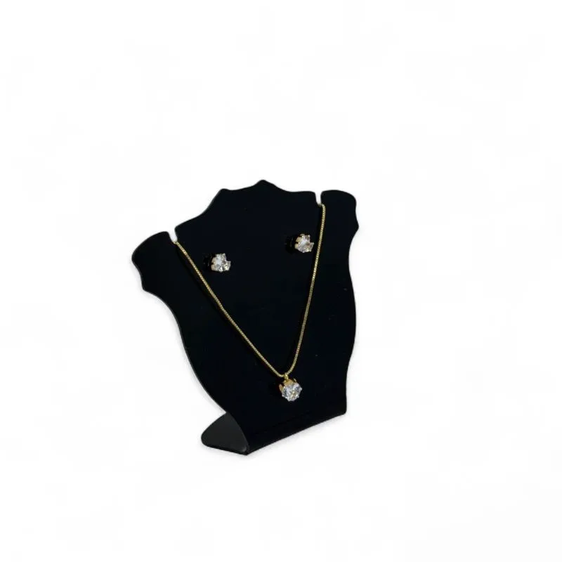 CONJUNTO CORRENTE VENEZIANA COM PINGENTE CORAÇÃO ZIRCONIA CRISTAL - BANHADO A OURO 18K