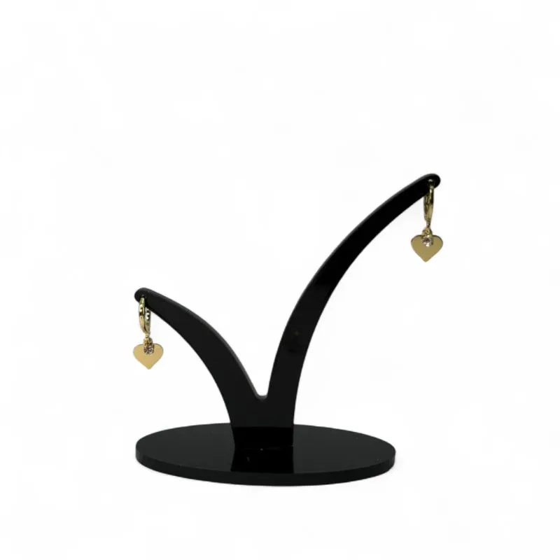 BRINCO ARGOLA DE CLICK COM PENDURICALHO CORAÇÃO LISO E PONTO DE LUZ - BANHADO A OURO 18K